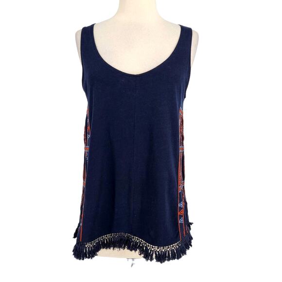 Madewell Embroidered Cotton Tank with Fringe Hem - Picture 2 of 6